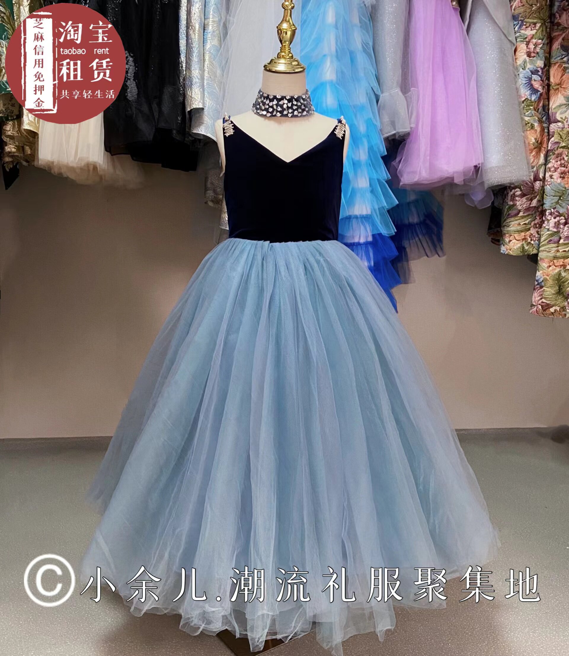 儿童礼服出租女孩子钢琴演出齐地气质长裙小主持人晚礼服租赁