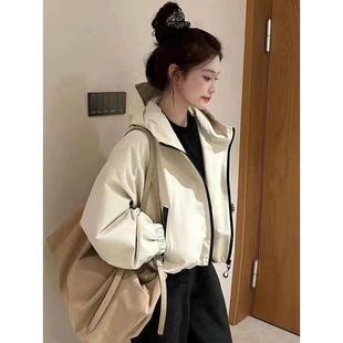 宽松小个子短款 时尚 百搭连帽夹克上衣 2025年新款 冲锋衣外套女秋季