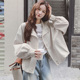 宽松百搭休闲夹克上衣女 新款 小个子米白色短款 外套女2025年春秋季