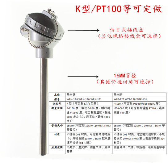 PT00铂热电阻WZP-120/130/131不锈钢测温棒退火炉探头温度传感器 清洗/食品/商业设备 电焗炉 原图主图