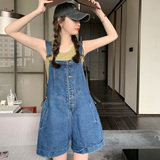 孕妇装2022夏季新款时尚牛仔背带短裤韩版薄款洋气外穿裤子，女装牛仔裤，浙宝179