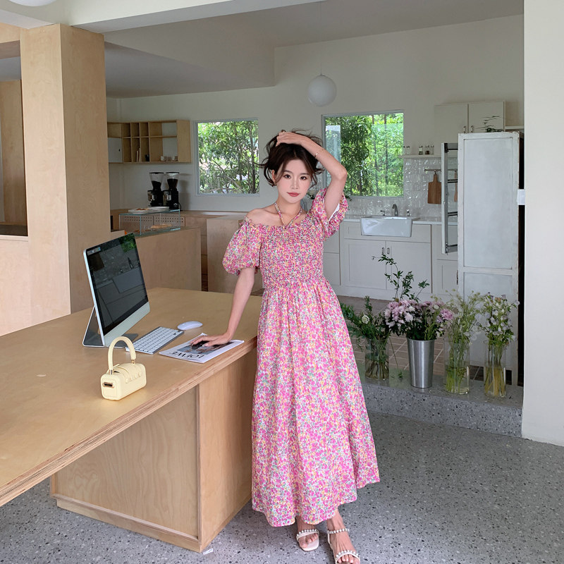 MadmanMomo原创定制碎花泡泡袖方领公主连衣裙蓬蓬摆裙子,女装连衣裙,浙宝179