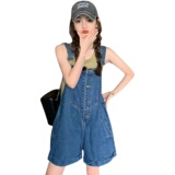 孕妇装2022夏季新款时尚牛仔背带短裤韩版薄款洋气外穿裤子，女装牛仔裤，浙宝179