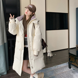 2023冬季新款拼色长款羽绒服外套连帽白鸭绒706-P355-K528，女装棉衣/棉服，浙宝179