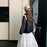 2023秋季新款大码新型柔枳料黑白拼色派克服外套1637-P125-K188，女装短外套，浙宝179