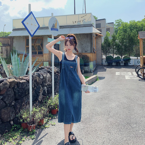 牛仔背带裙女夏季2024新款设计感减龄宽松显瘦连衣1632-P110-K158图片
