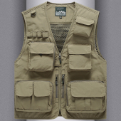 户外休闲透气舒适钓鱼登山摄影马甲外套 多袋宽松大码 春秋款 工装