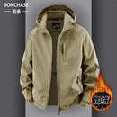 加绒外套男秋冬加厚夹克保暖棉服大码 棉衣 户外冲锋衣防风防水工装