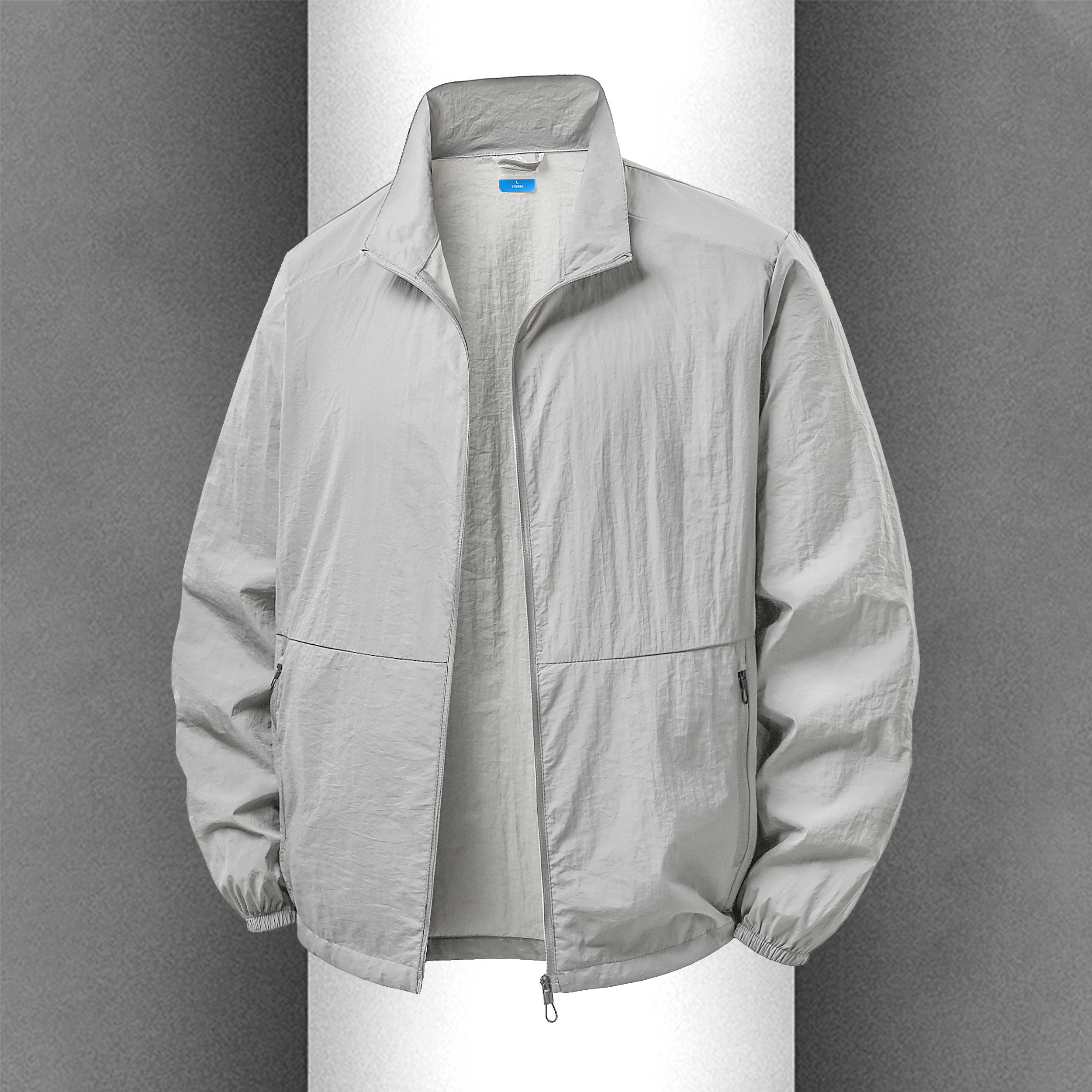 夏季薄款防晒衣男士户外运动冰丝轻薄透气皮肤衣大码立领防晒外套