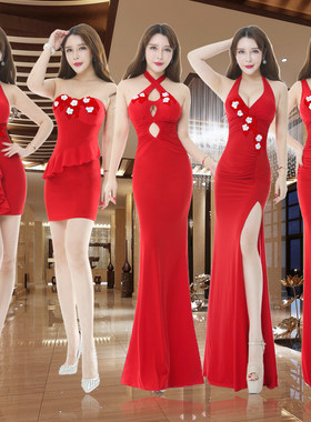 性感显瘦晚礼服2024新款夜店女装酒店小姐工作服连衣裙桑拿技师服