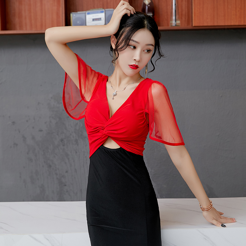 修身露背深v领夜店女装晚礼服