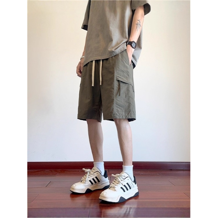 夏季新款美式短裤男潮牌薄款设计感小众宽松大码运动休闲五分裤子
