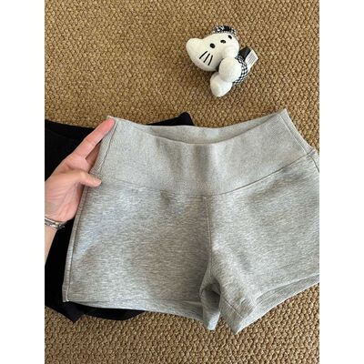 灰色休闲运动短裤女夏季2025新款外穿小个子辣妹高腰a字显瘦热裤