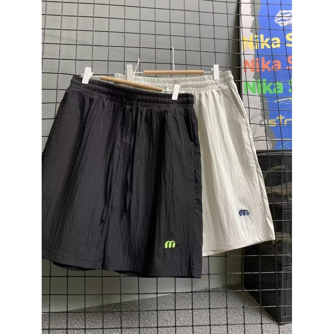 夏季新款美式简约字母短裤男设计感潮流宽松速干运动休闲五分裤衩