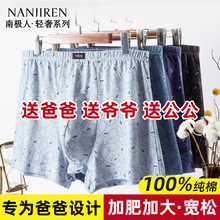 南极人男士内裤男纯棉中老年人款爸爸宽松平角短裤衩加肥大码100%