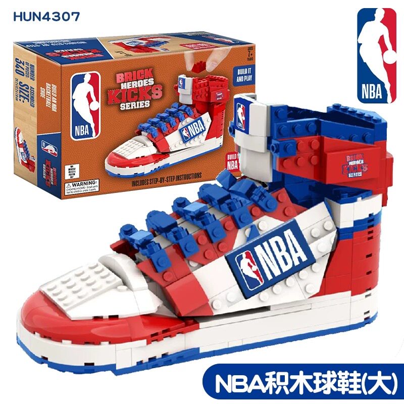 正版防伪NBA球鞋大号款篮球巨星周边拼装积木男球迷拼搭收藏摆件
