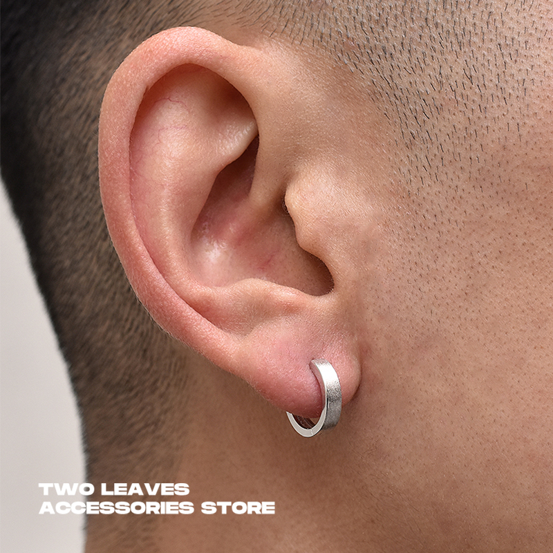 TWOLEAVES纯银男女款拉丝素耳环