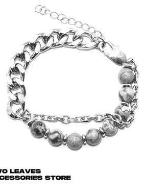 串珠手链TWOLEAVES男女钛钢欧美