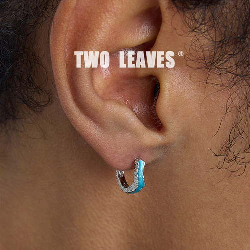TWOLEAVESS925纯银蓝色纹耳环