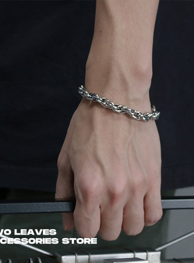 twoleaves欧美嘻哈麻花街头手链