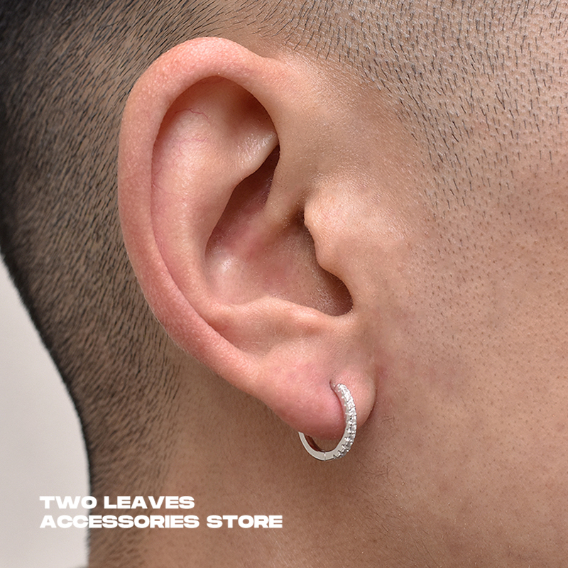 TWOLEAVES欧美纯银单排镶钻耳环