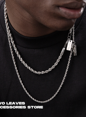 TWOLEAVES钛钢男女百搭麻花项链