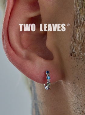 TWO LEAVES S925纯银彩色钻恶魔之眼耳环时尚街头男女潮锆石耳扣