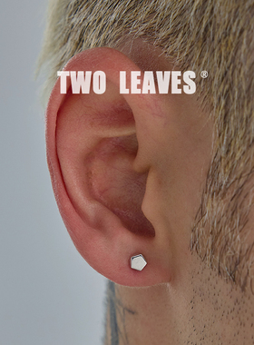 TWO LEAVES S925纯银五边形耳钉简约男女款潮流百搭养耳几何耳饰