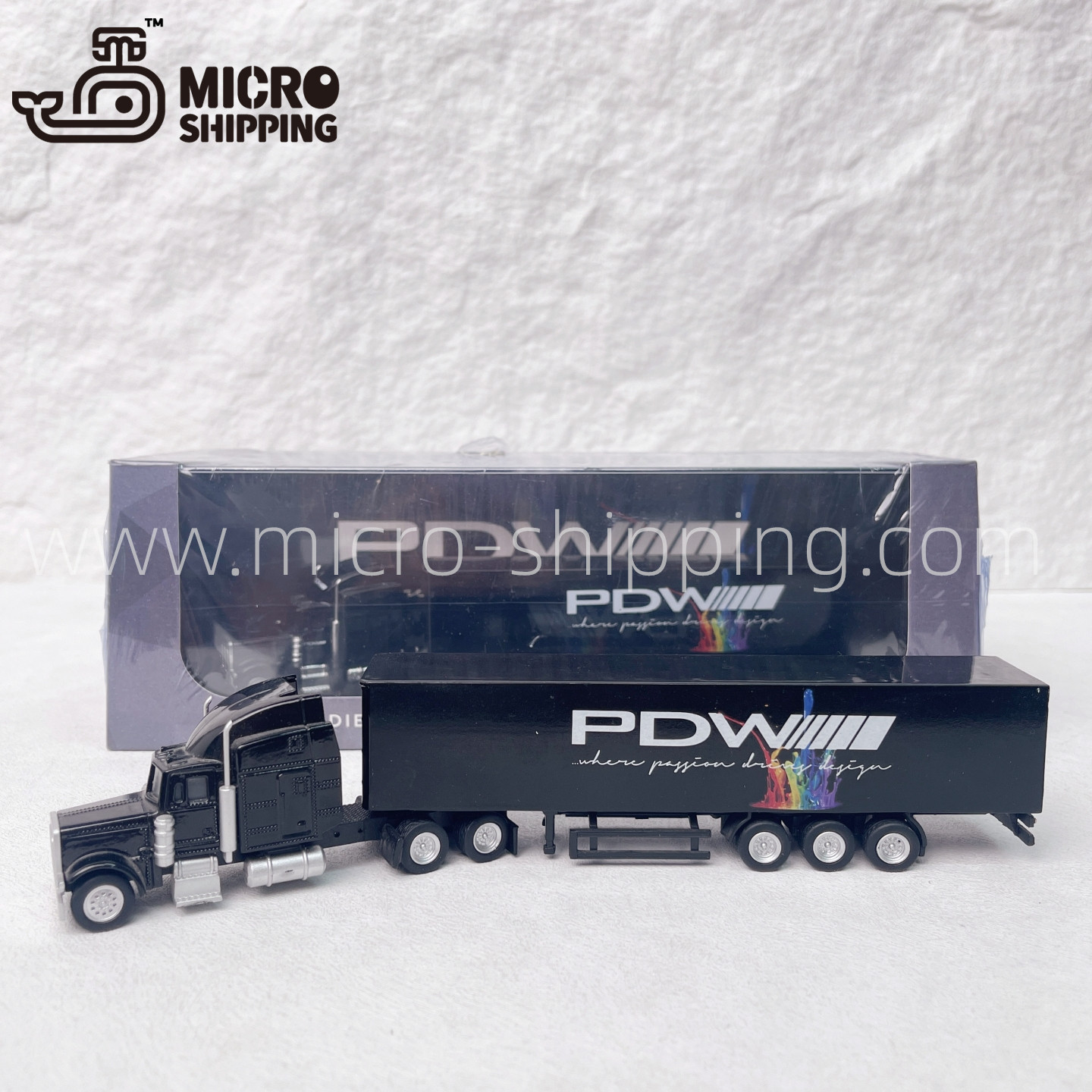 运输合金货柜车DPW1：87黑色集装箱车模型航运礼品创意收藏