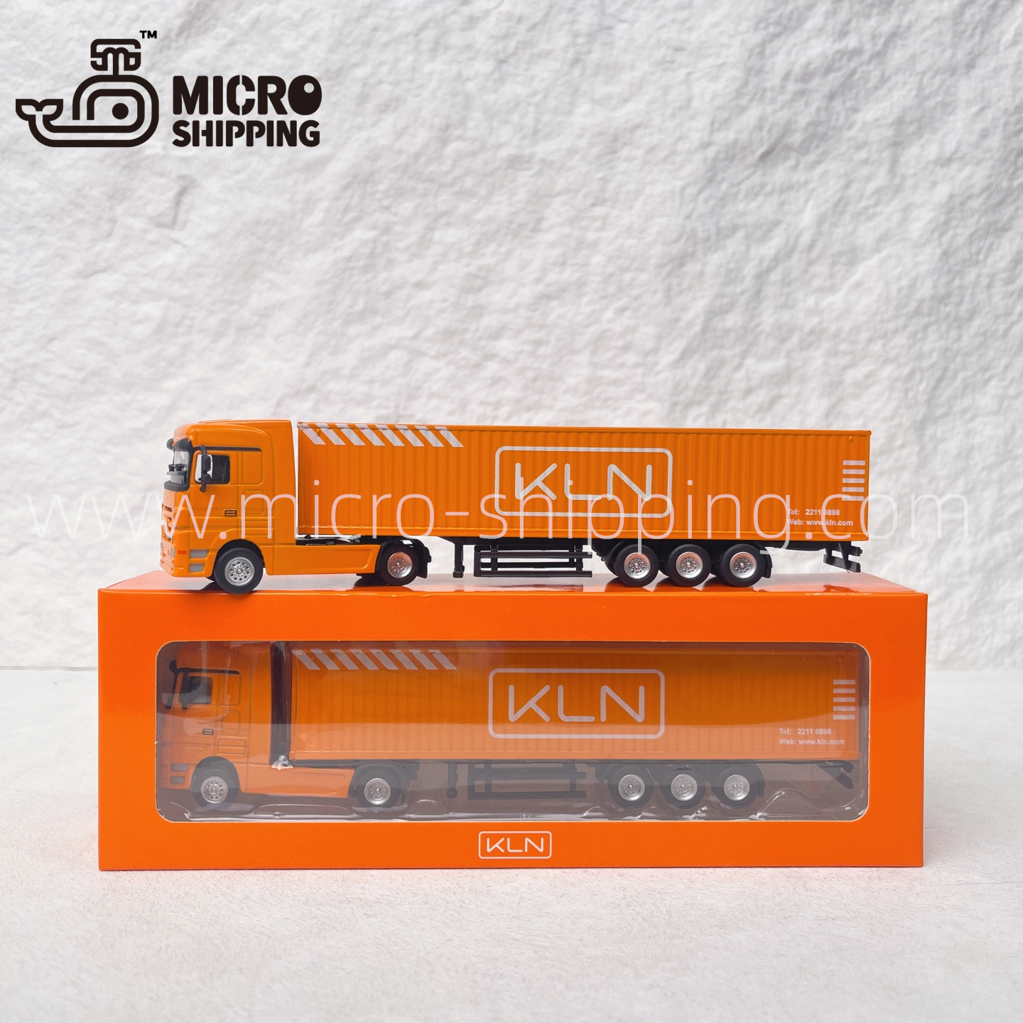 KLN物流运输合金货柜车1：87橙色集装箱车模型航运礼品创意收藏