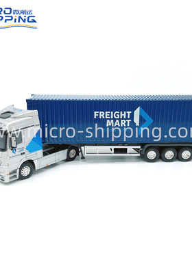 航运合金货柜车模型1:50集装箱车美式货柜车模型箱式车可定制摆件