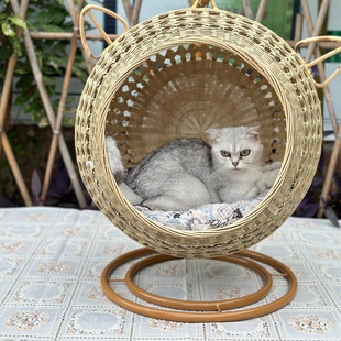 凉窝宠物窝猫窝 预售刘家人竹编网红竹编圆弧状镂空猫吊床吊篮四季