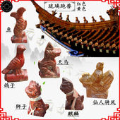 新款 古建中国大陆浮雕青瓦琉璃瓦连锁瓦五脊六兽白色飞鸽红色翘角