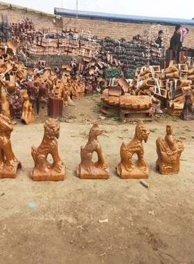 新款古建中国大陆浮雕青瓦琉璃瓦连锁瓦五脊六兽白色飞鸽红色翘角