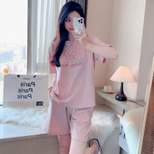 夏季 夏天可爱卡通家居服套装 薄款 短裤 可外穿 纯棉短袖 网红睡衣女款