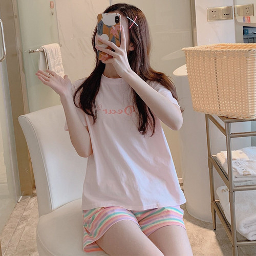 夏季可爱卡通纯棉休闲家居服套装