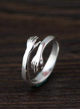 《拥抱》关于五月天的青春拥抱戒指925纯银戒指可调节情侣对戒ins