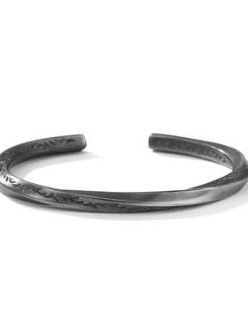 999纯银维京战镯男士手镯手工莫比乌斯手镯环唐草纹开口手环男潮