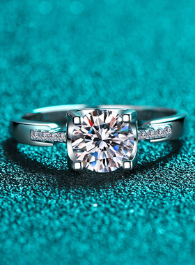 时尚S925纯银戒指女T家牛头同款超闪1克拉莫桑钻戒指结婚订婚配饰