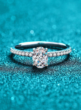 新款S925纯银鸽子蛋求婚戒异形蛋形莫桑石戒指精致简约戒指配饰