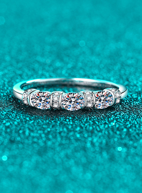 时尚S925纯银全莫桑石戒指女旦形包边指环日常百搭精致小巧礼物