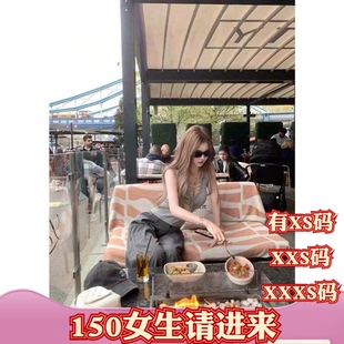 150cm显高矮个子加小码 XXXS纯欲针织吊带背心镂空polo领 夏装 女装