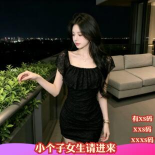 夏装矮个子女装150cm显高加小码XXXS号时尚高腰连衣裙温柔风短裙