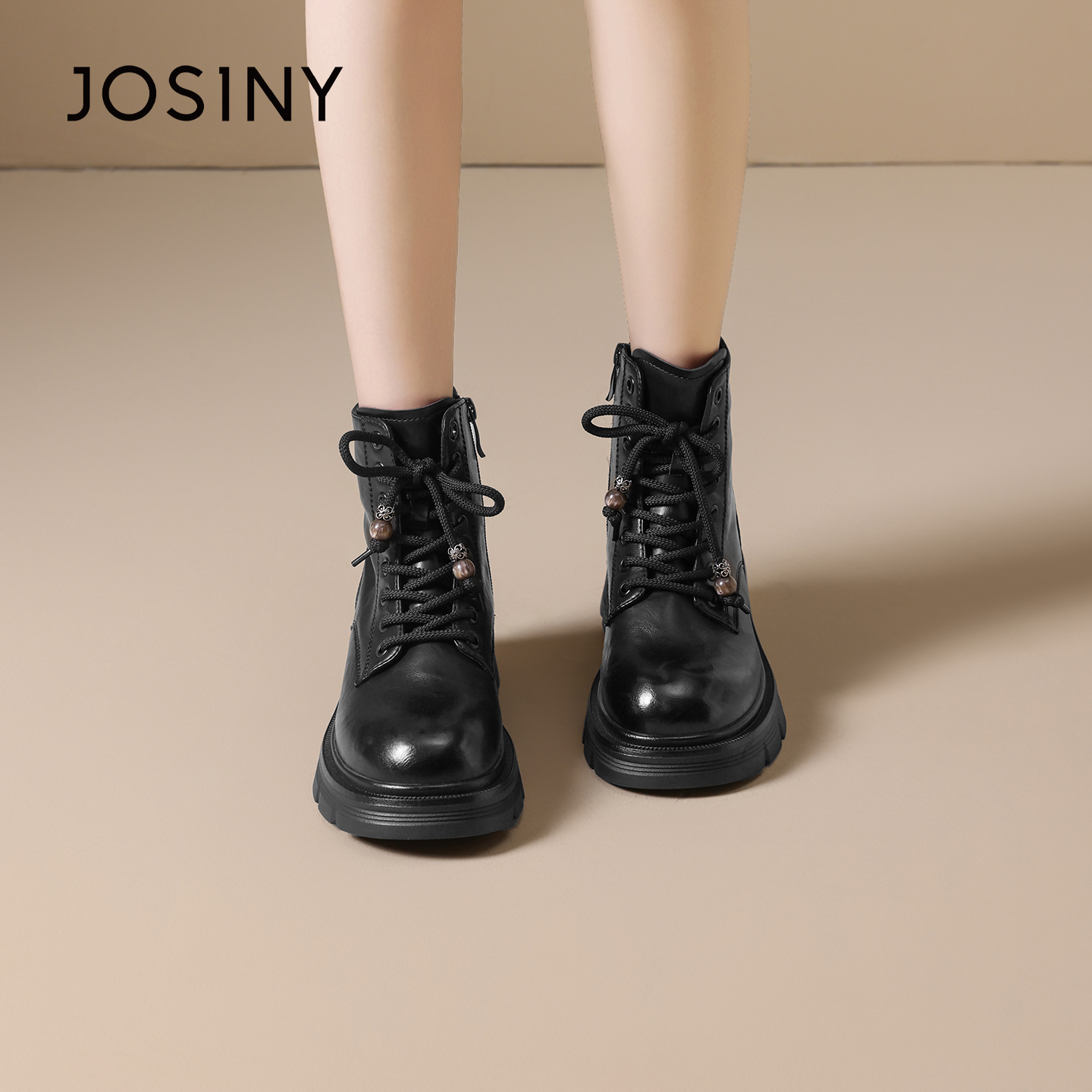 卓诗尼2025冬季新款厚底马丁靴