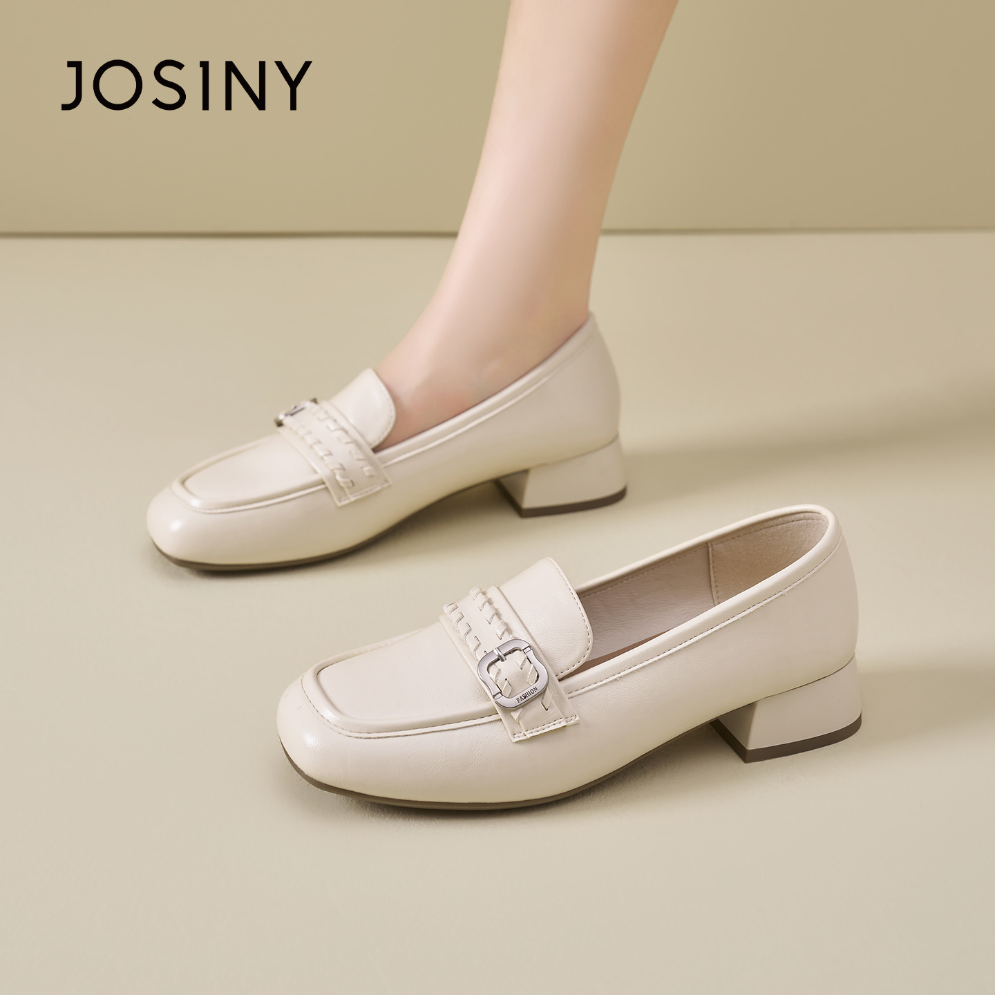 卓诗尼2026春季新款复古小皮鞋时尚舒适单鞋潮流英伦风粗跟乐福鞋