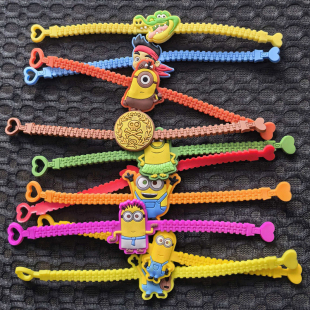 可爱卡通图案彩色手环儿童手环硅胶手链学生软胶手环男女通用手镯