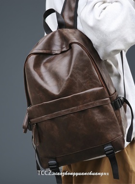 双肩包女2025新款潮韩版时尚百搭女士包软皮大容量书包旅行pu包包