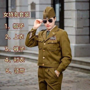 影视小品舞台表演出服装 民国国军美式 男女抗战军官士兵女特务军装