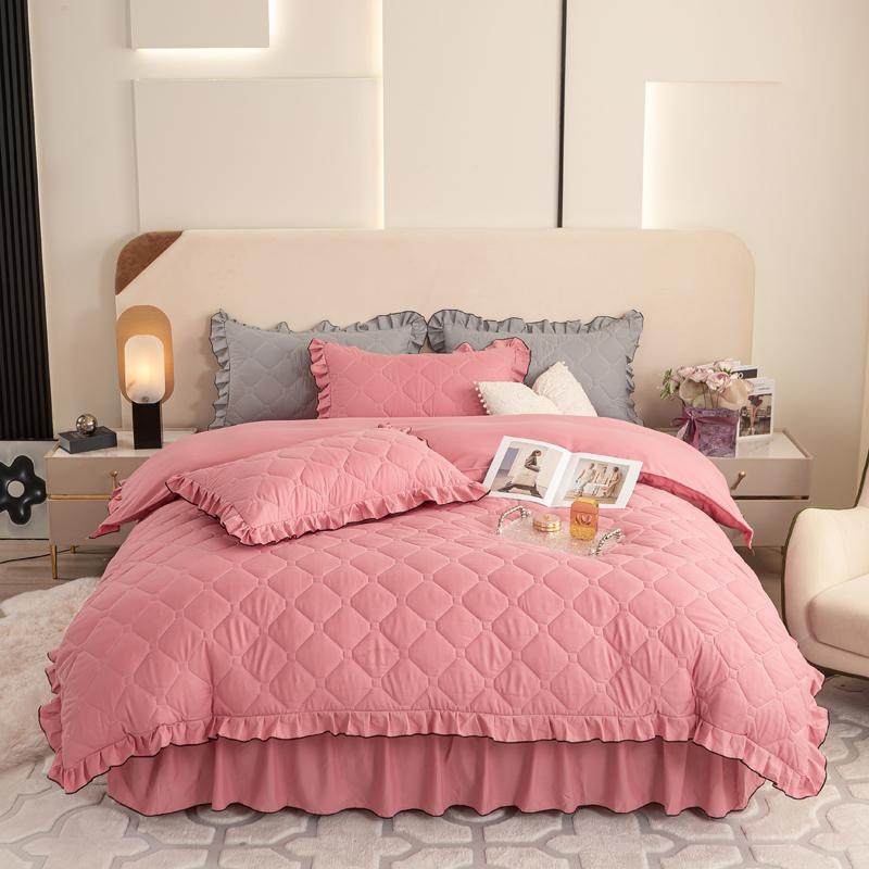 韩版夹棉床裙四件套加厚床罩单件花边被套床上用品双人被罩4件套,床上用品,床裙,淘宝优惠券,粉丝福利购,淘宝优惠卷