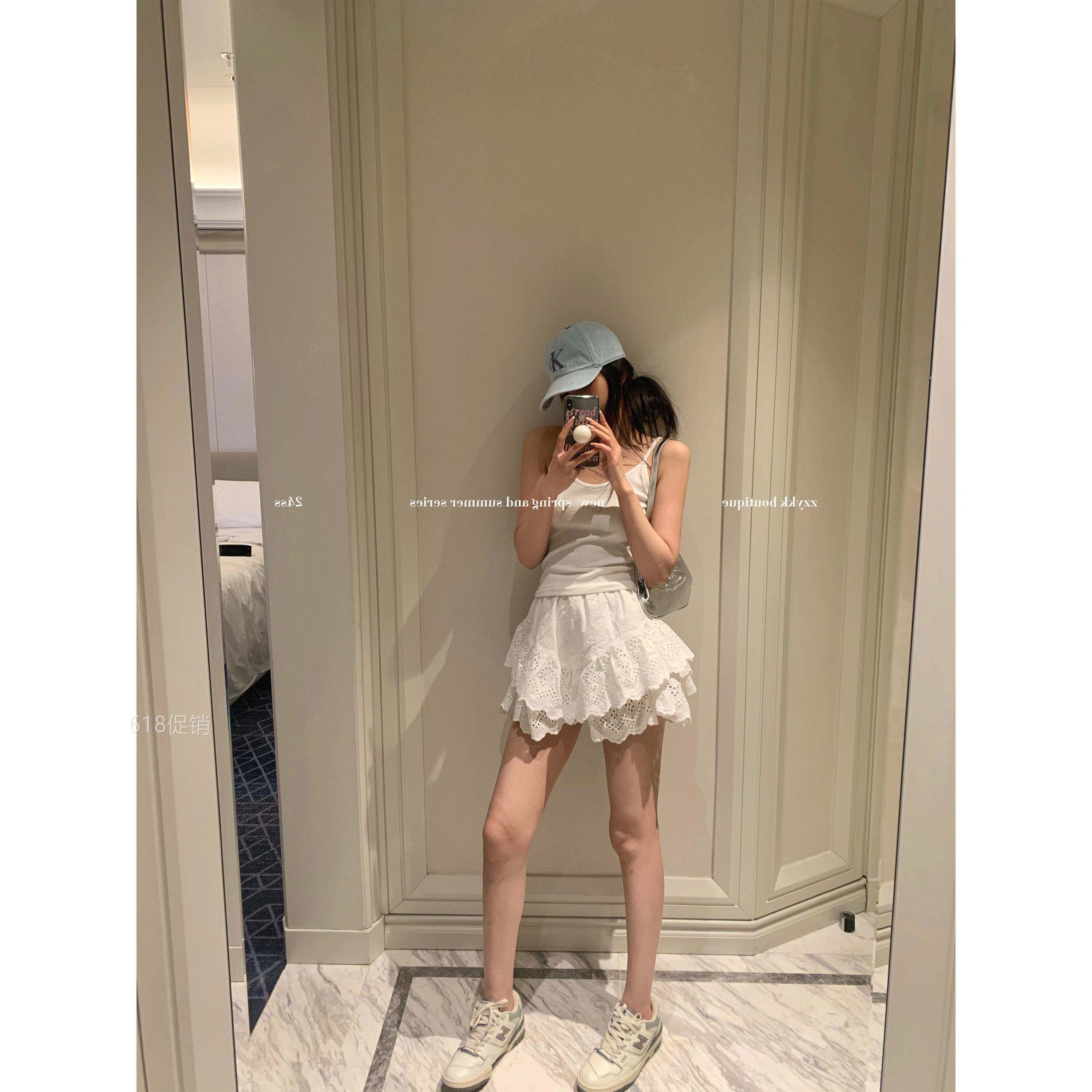 zzykk 芭蕾少女 重工多层裙摆蕾丝刺绣芭蕾半裙女春夏季a字短裙裤